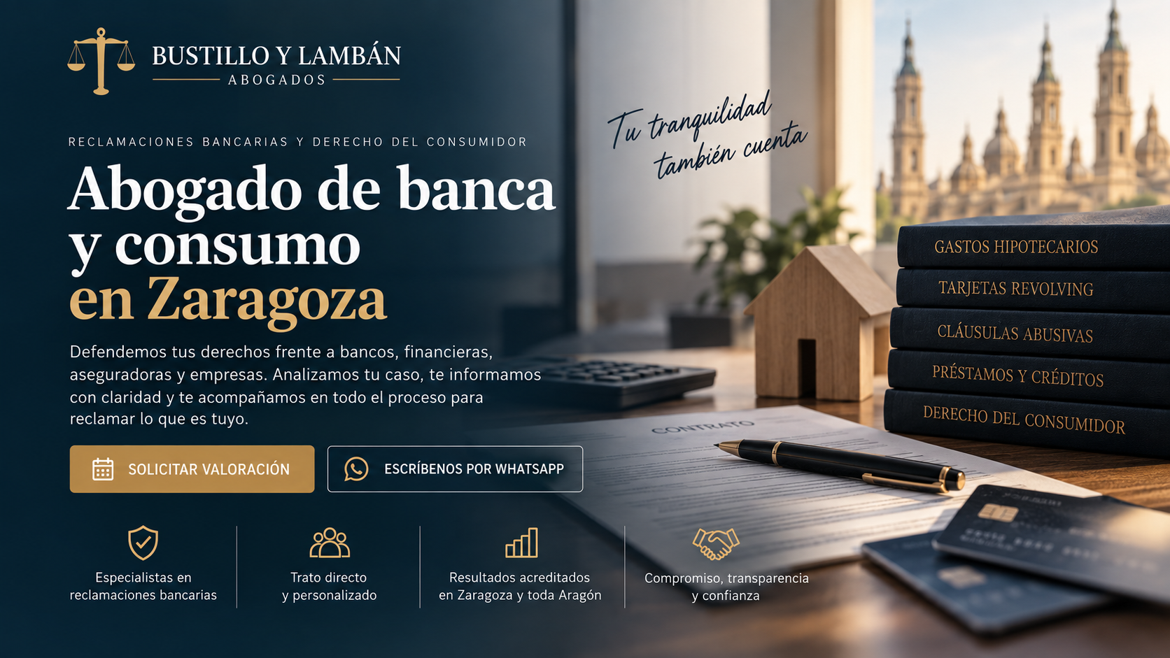 Abogado de banca y consumo en Zaragoza para reclamaciones bancarias, gastos hipotecarios, tarjetas revolving y cláusulas abusivas
